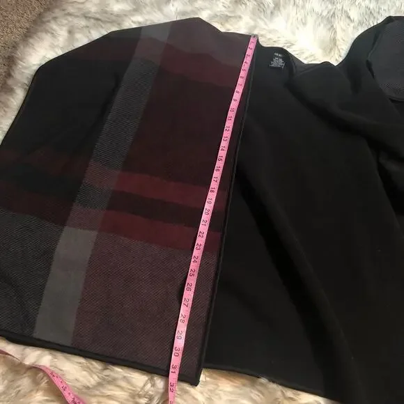 Ike Behar Checkered Plaid Red, Gray, Black Reversible Poncho Wrap - Picture 6 of 10